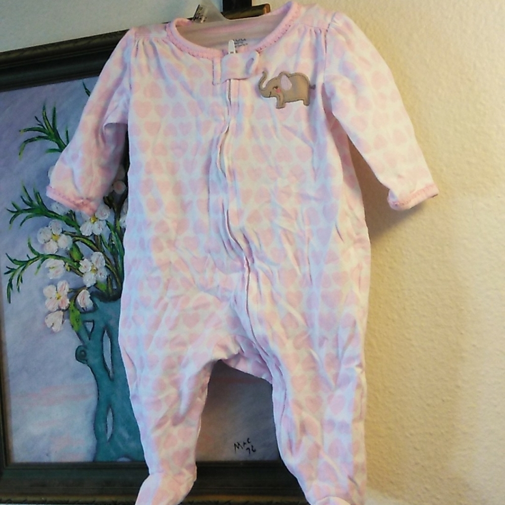 Light pink heart covered footie